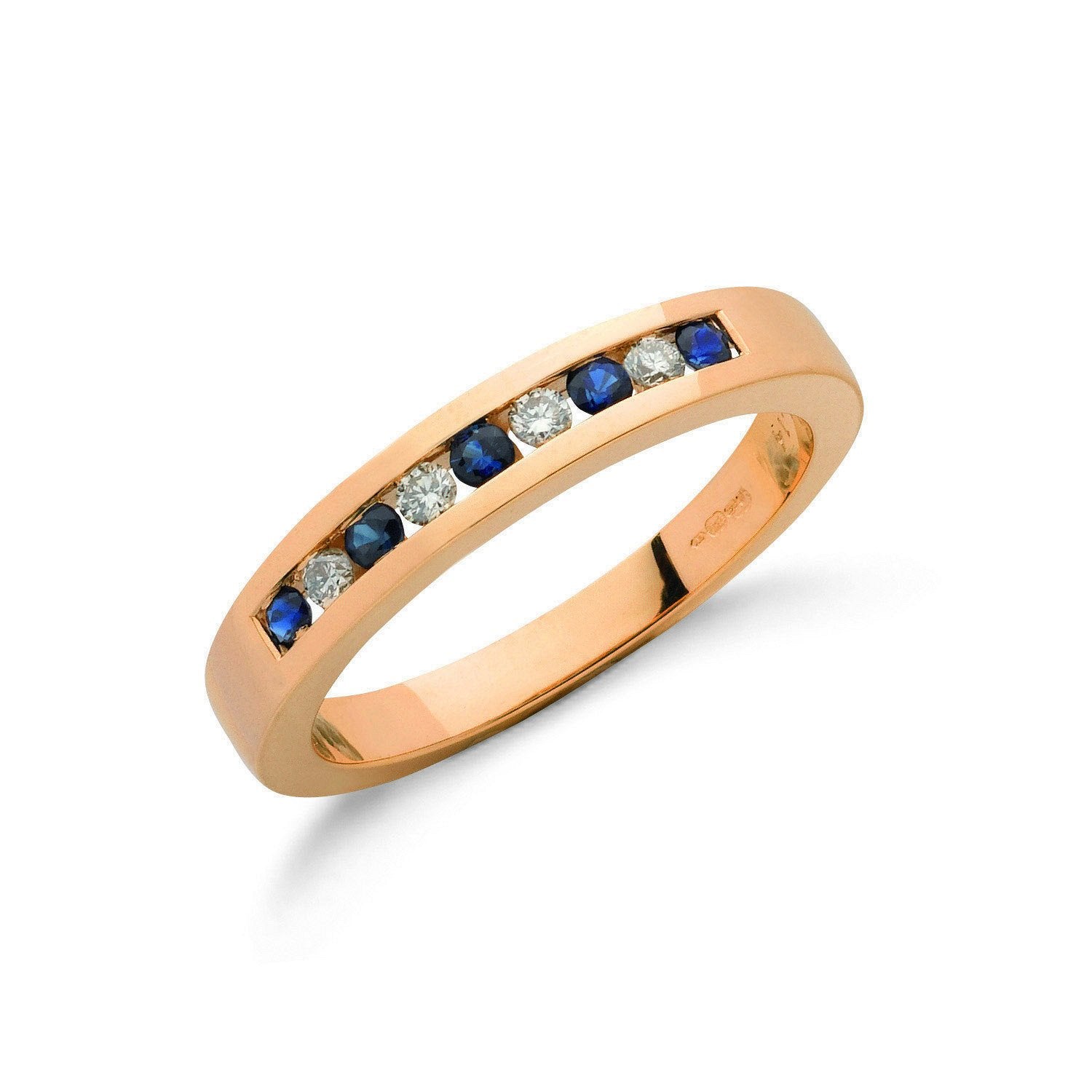 9ct Yellow Gold 0.14ct Diamond & 0.31ct Blue Sapphire Eternity Ring - Fine Ring - Certified A – Luxury Jewellery by Im